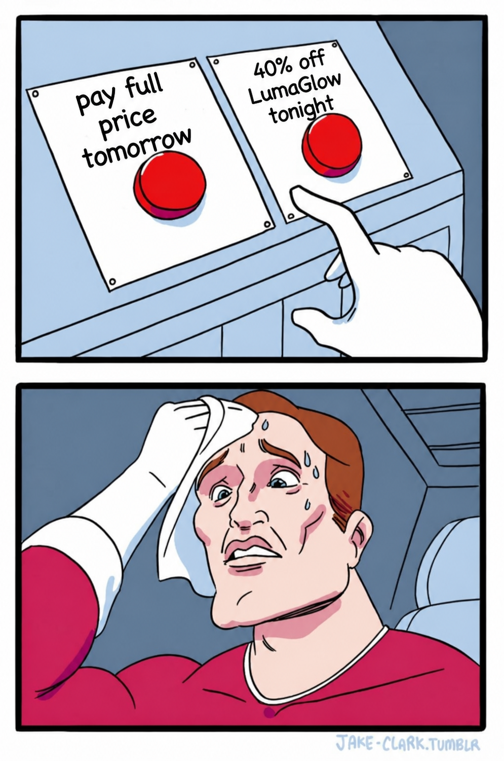 Two Buttons meme about free shipping thresholds